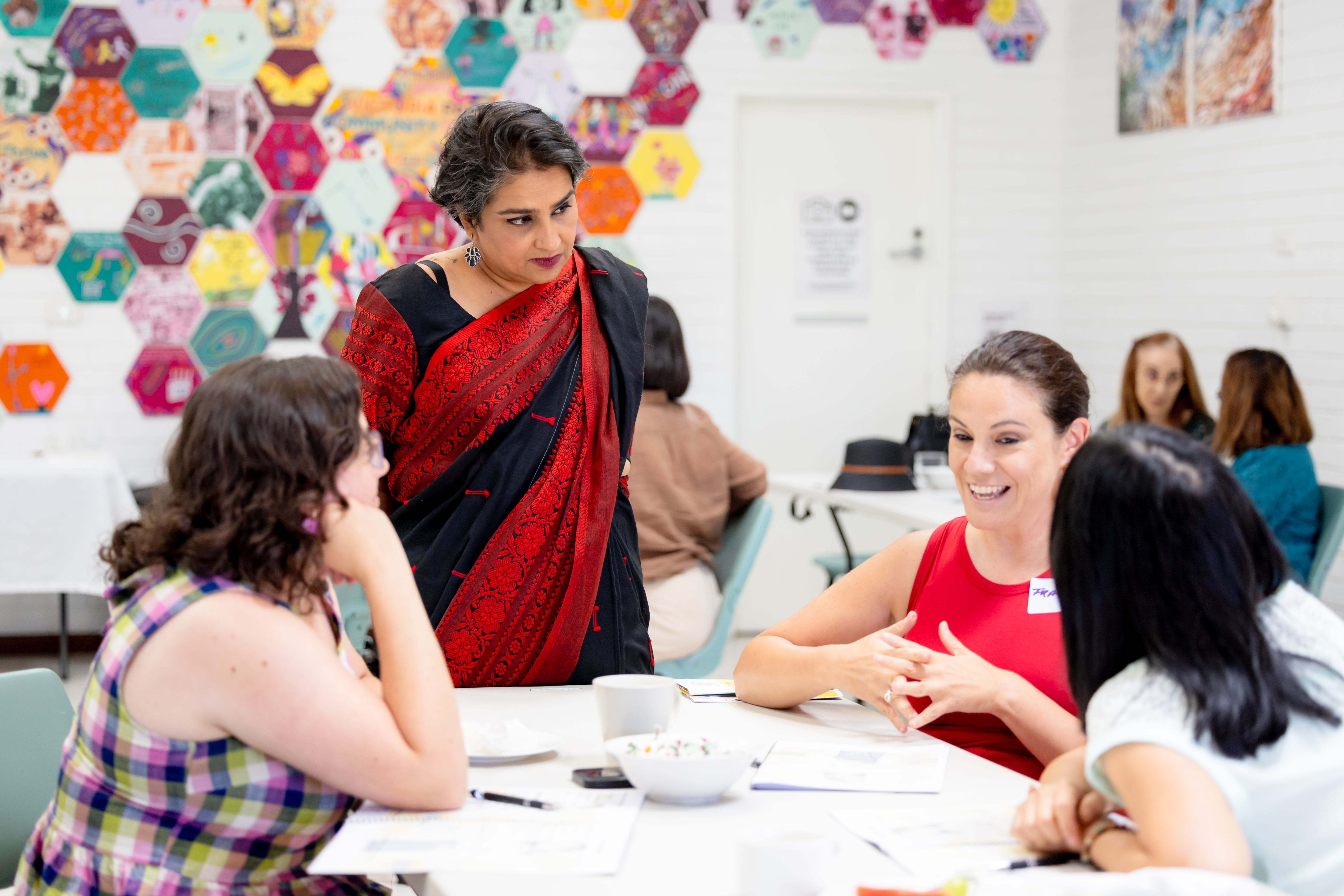 A candid facilitation moment capturing Richa leading a group conversation on confidence, self-trust, leadership and finding your voice. The image reflects the themes explored in the blog: visibility, belonging and trusting your own expertise.