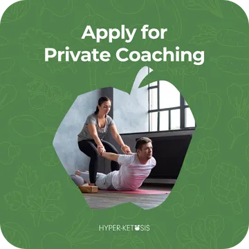 A woman helps a man stretch during a private fitness session, promoting personalized support in the Hyper-Ketosis program.