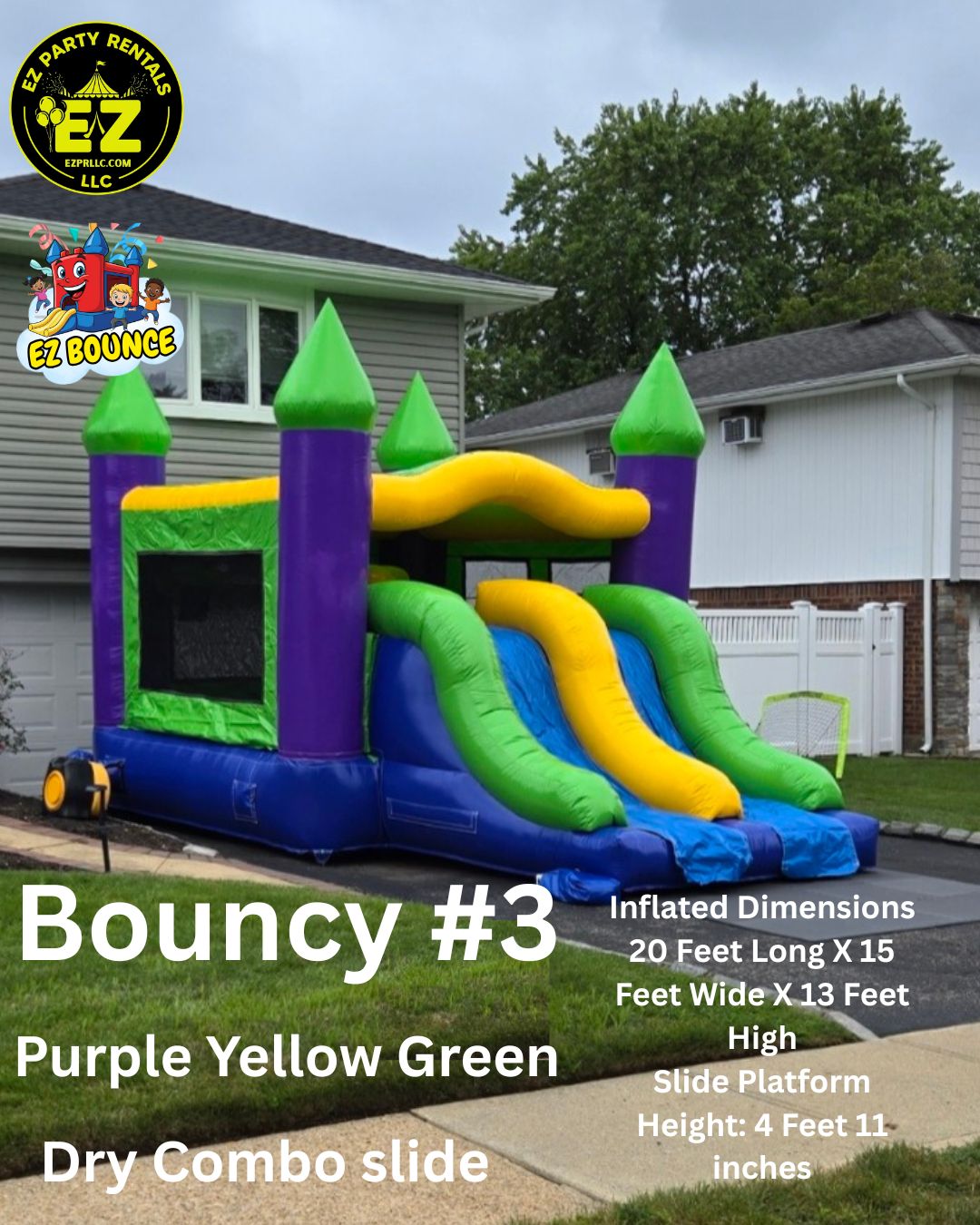 Bouncy #3 Purple Yellow Green Combo Long Island