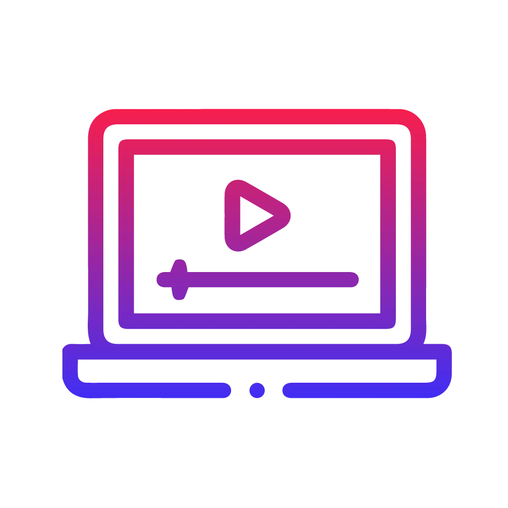 REVREV gradient icon of a laptop playing a video
