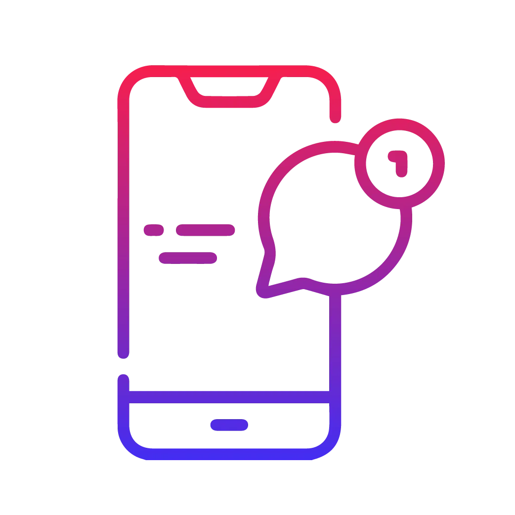 REVREV gradient icon of a phone receiving a text message