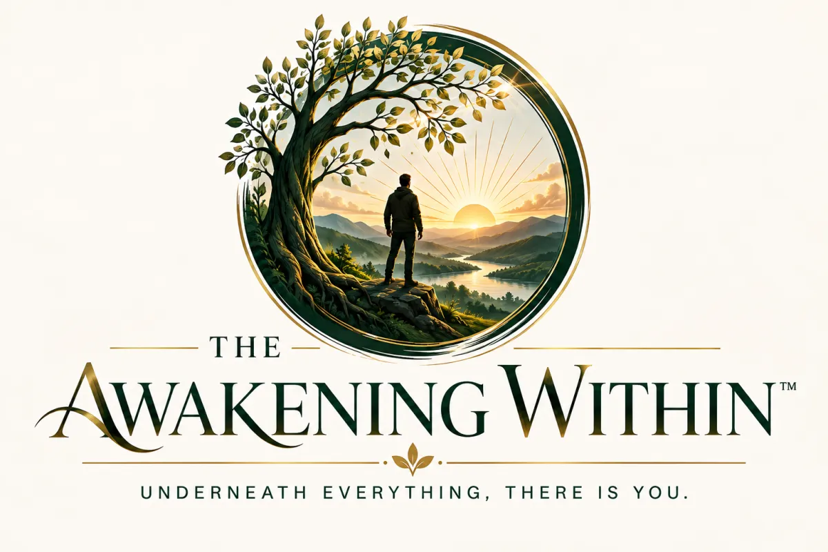Inner Critic logo, image of setting sun, path and a tree