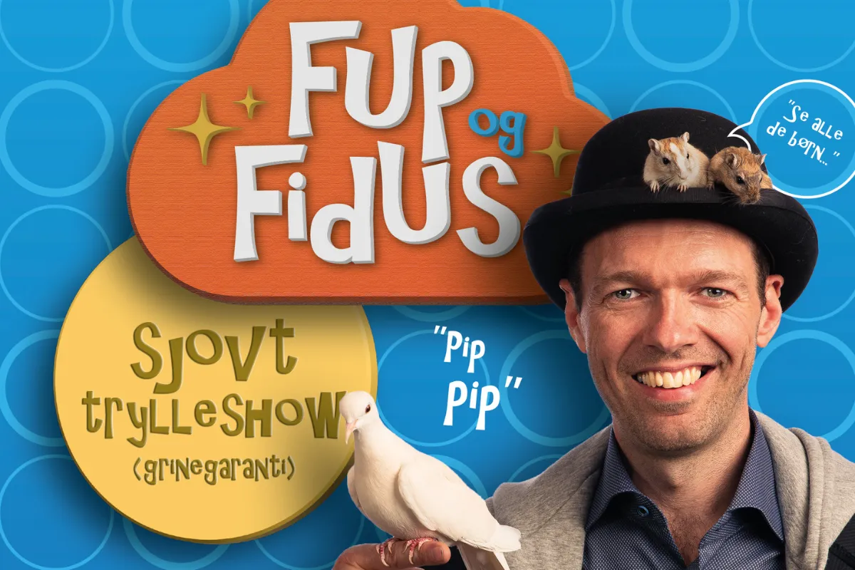 Fup og Fidus tryllekunstner med hvid due – børnevenligt trylleshow til kirkearrangementer