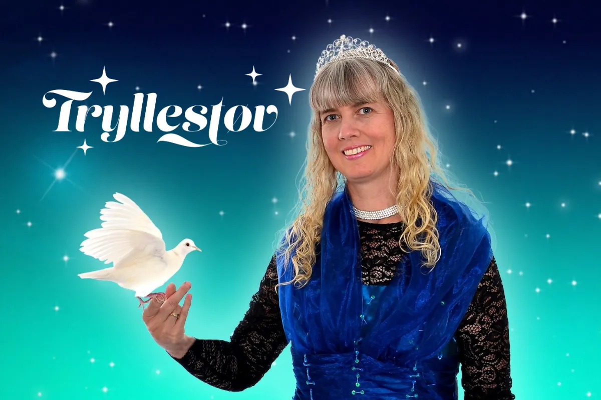 Tryllestøv – kvindelig tryllekunstner med trylleri og levende dyr til kirkens børnefamilier