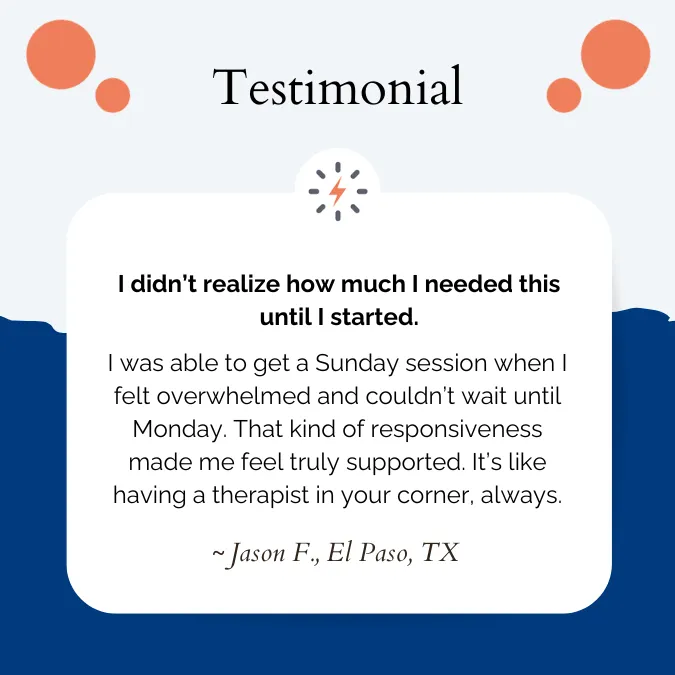Testimonial about what it's like working with a San Francisco mental health counselor