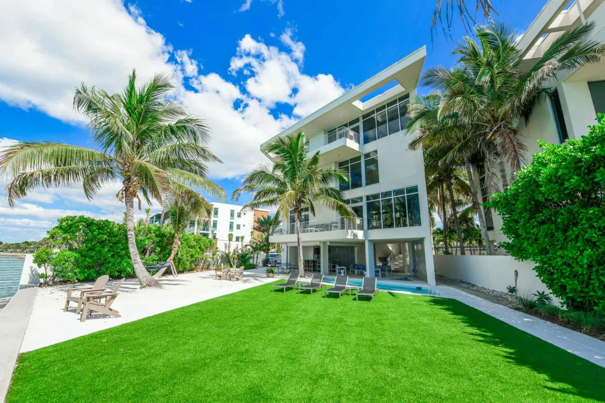 house with palm trees
