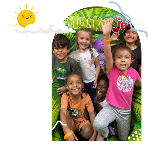 Group of children on a bouncy castle