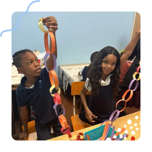 children making paper chains