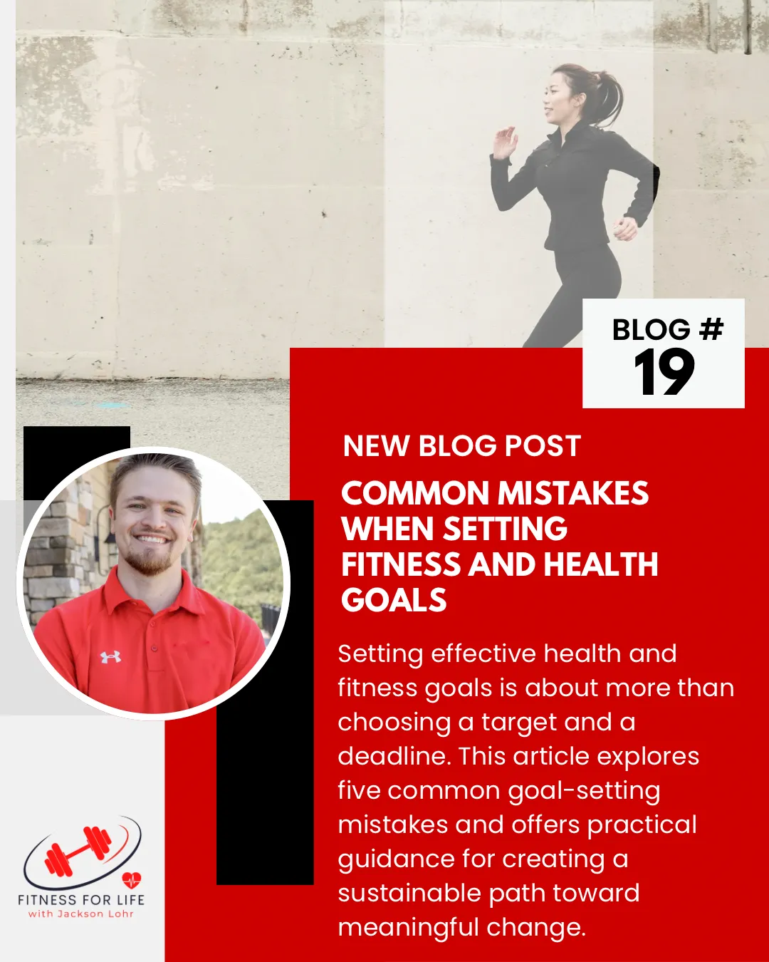 The cover page for common mistakes setting fitness and health goals with a woman running on it.