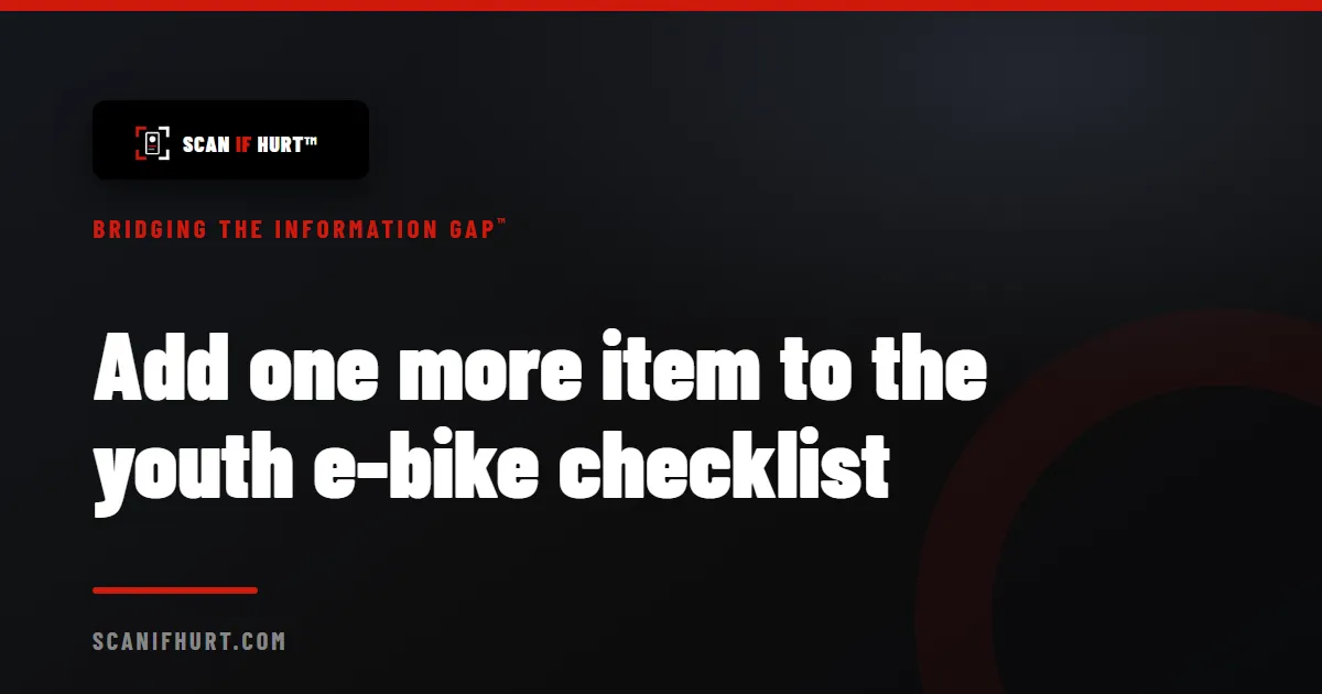 Add one more item to the youth e-bike checklist