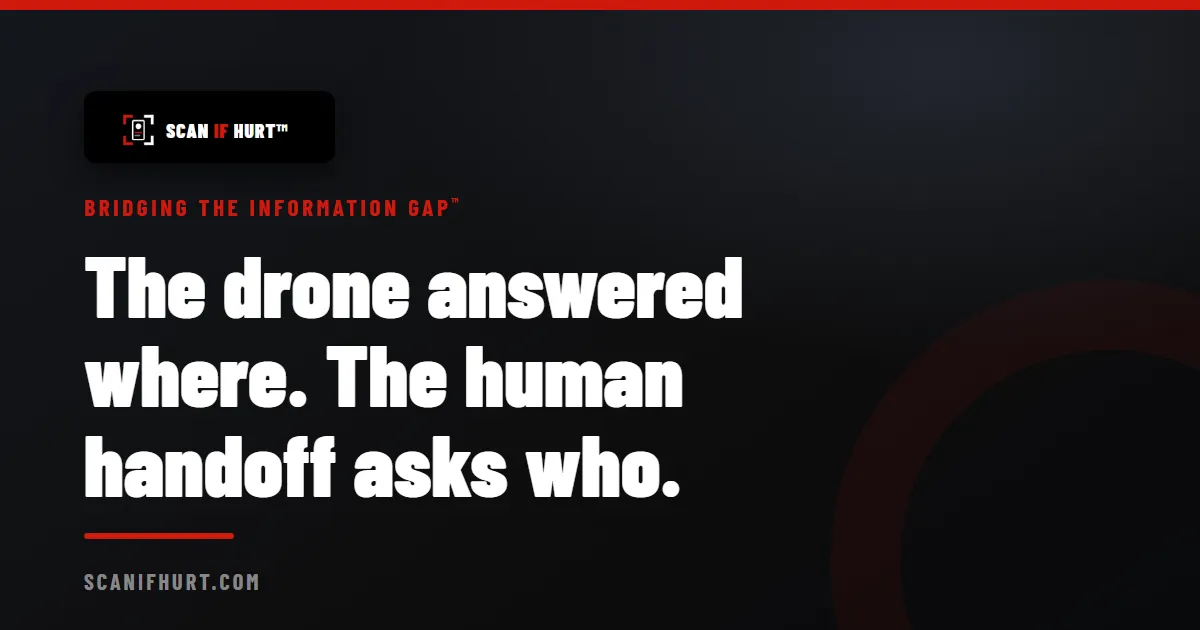 The drone answered where. The human handoff asks who.