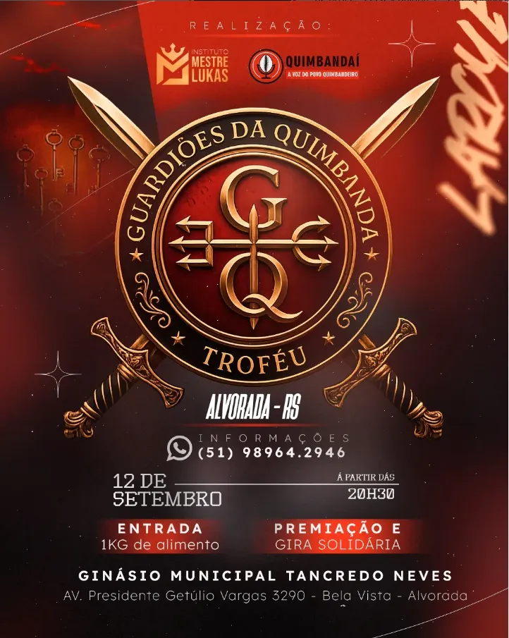 Troféu Guardiões da Quimbanda será realizado no dia 12 de setembro, em Alvorada, e vai homenagear lideranças da religião