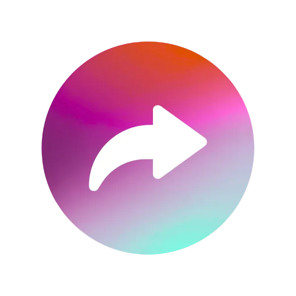 Pink and light blue circle with an arrow pointing right in the middle.