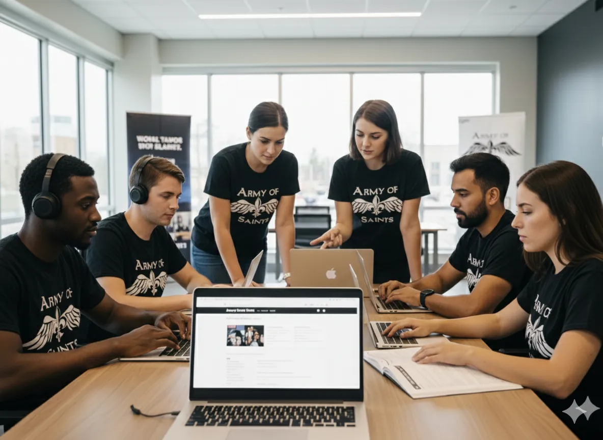 Volunteers sorting and packing food at a community center
