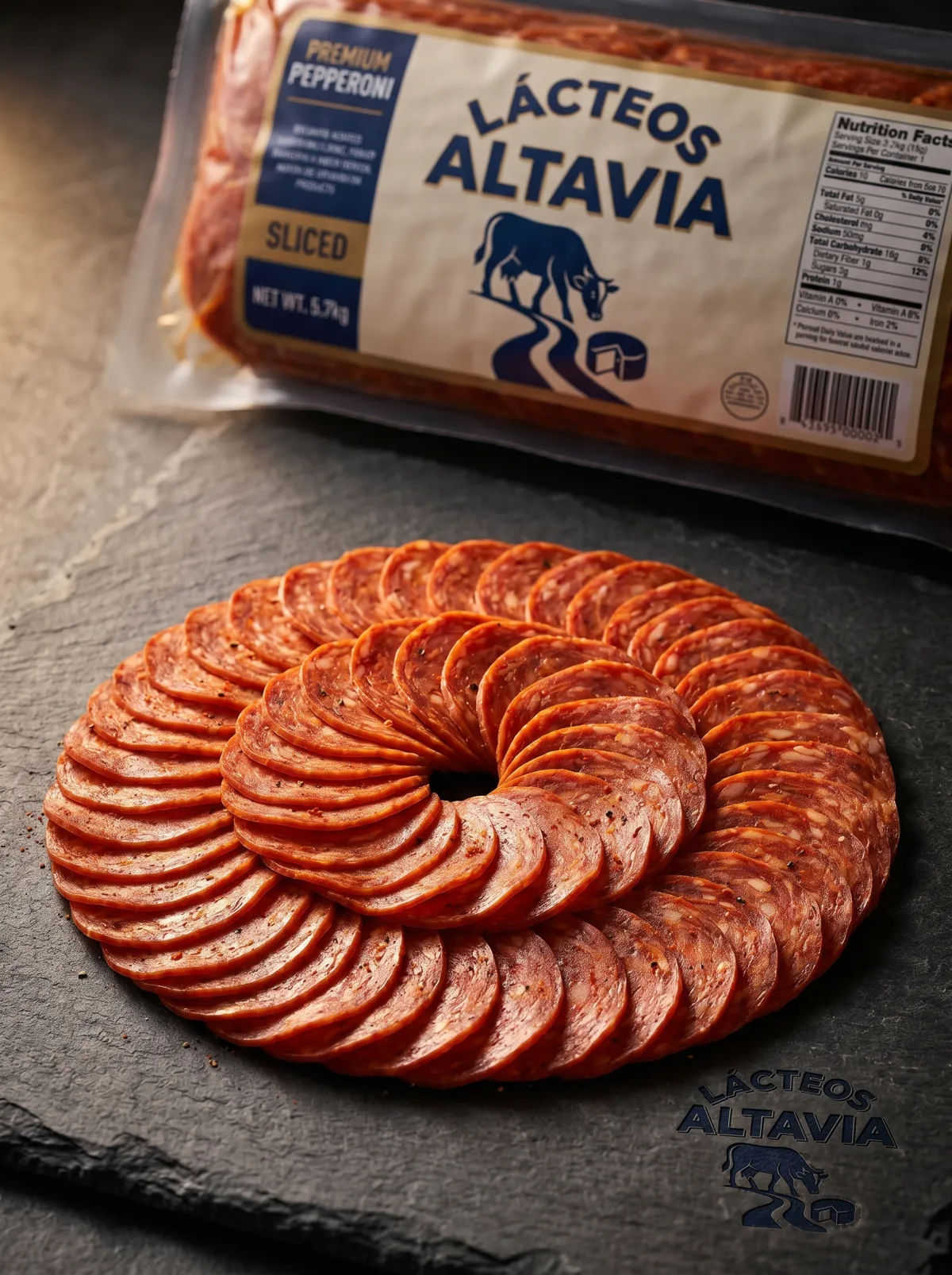Fotografía de rodajas de pepperoni dorado sobre una pizza recién horneada