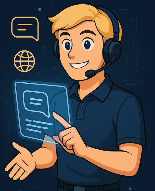 Illustration of Arti Voice providing receptionist-style call handling.t