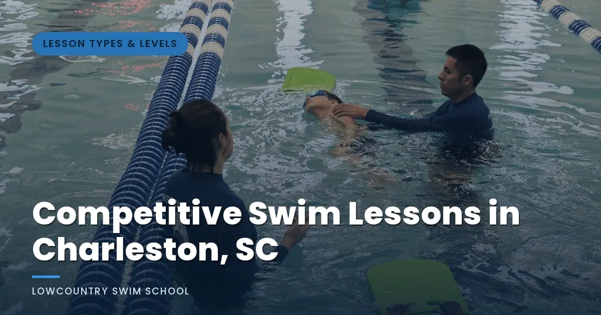 Swimmers and instructors working in lane lines at an indoor pool