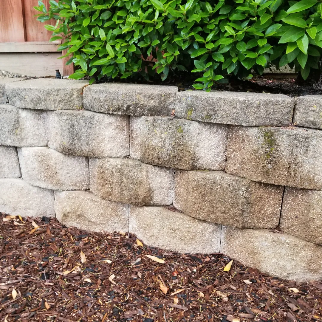 Retaining wall pressure washing
