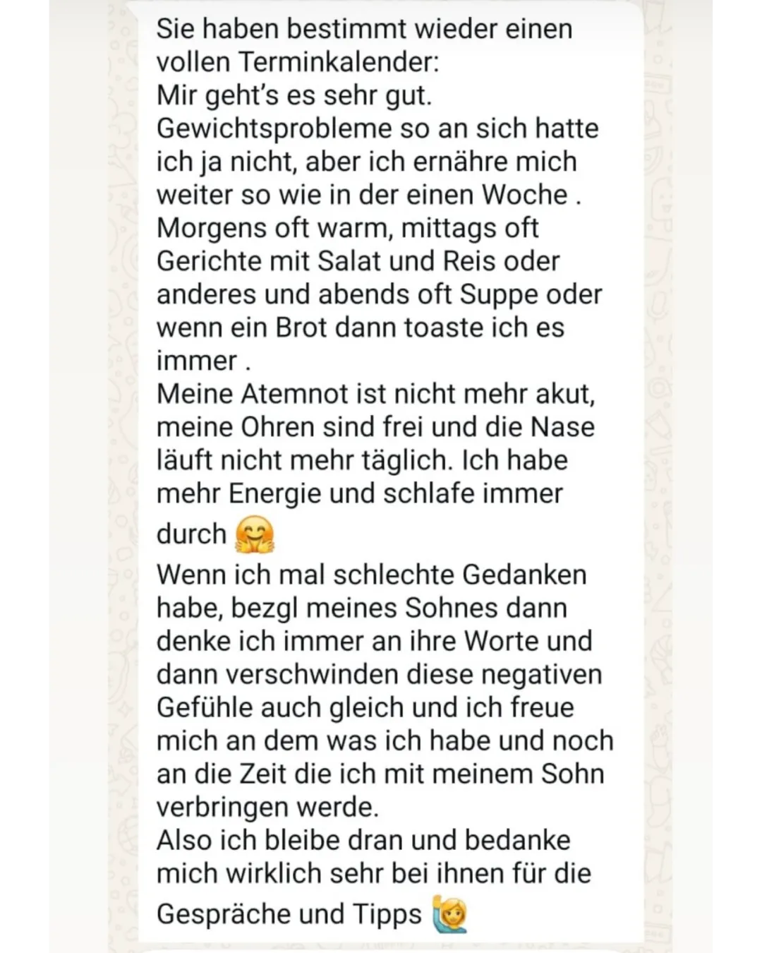 Was Menschen nach  unserer gemeinsamen Arbeit berichten