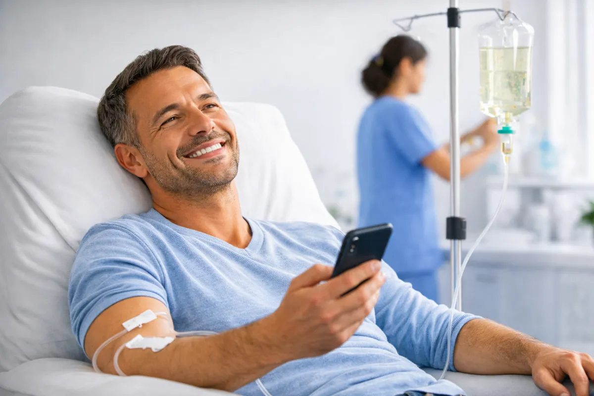 Surgeons performing a medical operation in a hospital operating room.