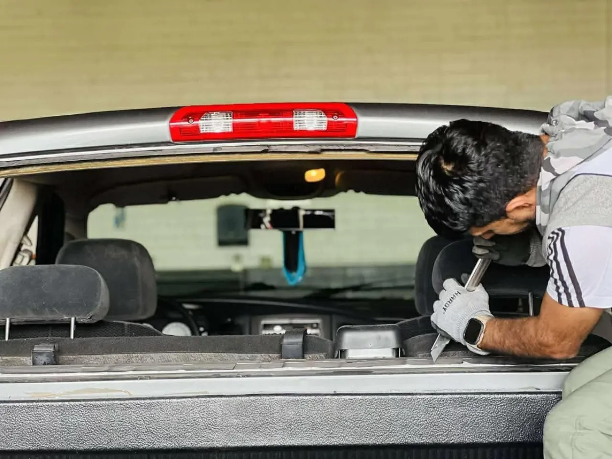 windshield being installed