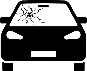 drawing of car with cracked windshield