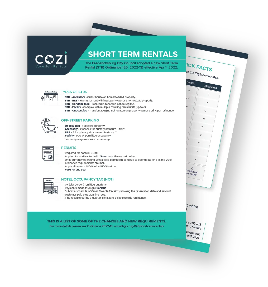 Fredericksburg, TX - STR Rental Laws by Cozi