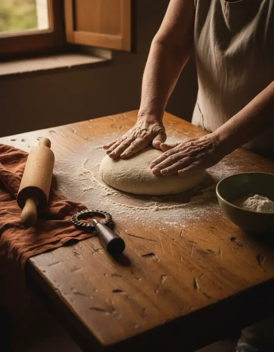 Traditional recipe preparation with vintage kitchen tools