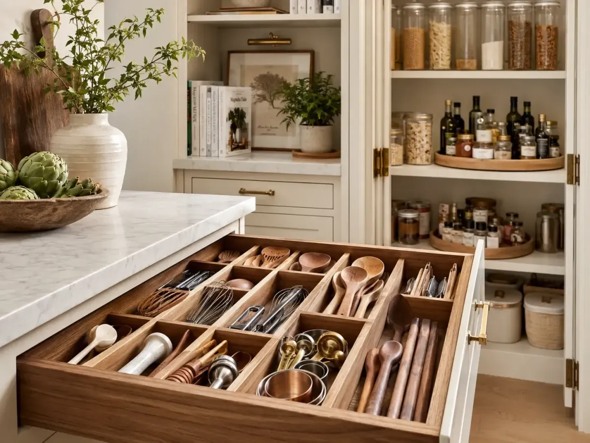 organized kitchen drawer organized pantry and cook books