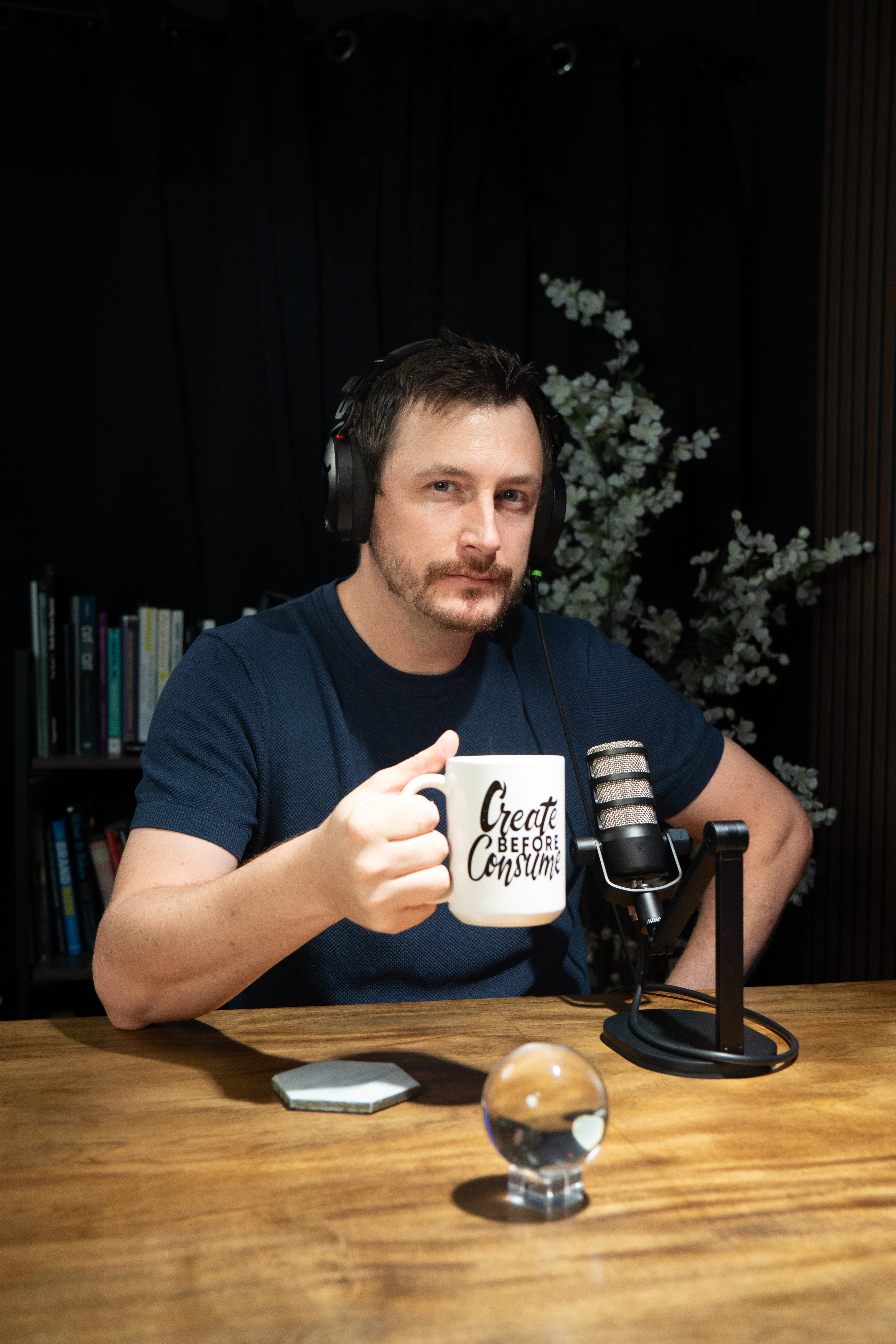 Fitz Holding a Mug Create before consume