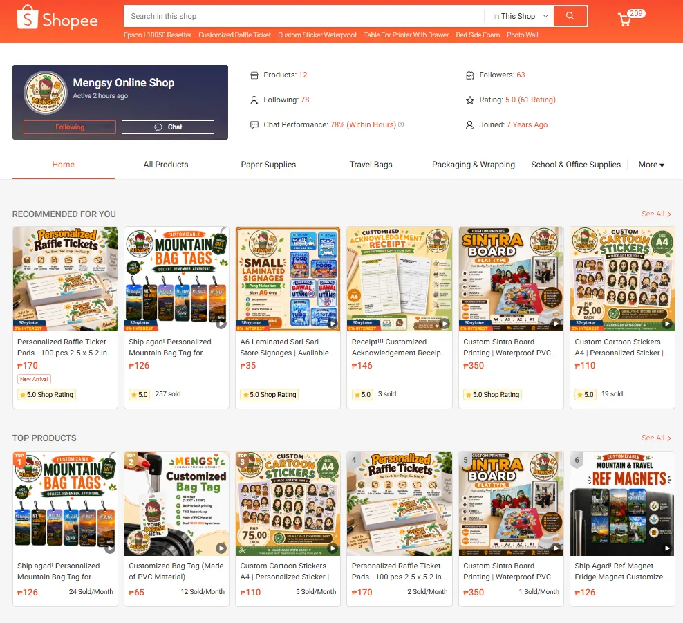 Mengsy Online Shop on Shopee – personalized printing and custom products