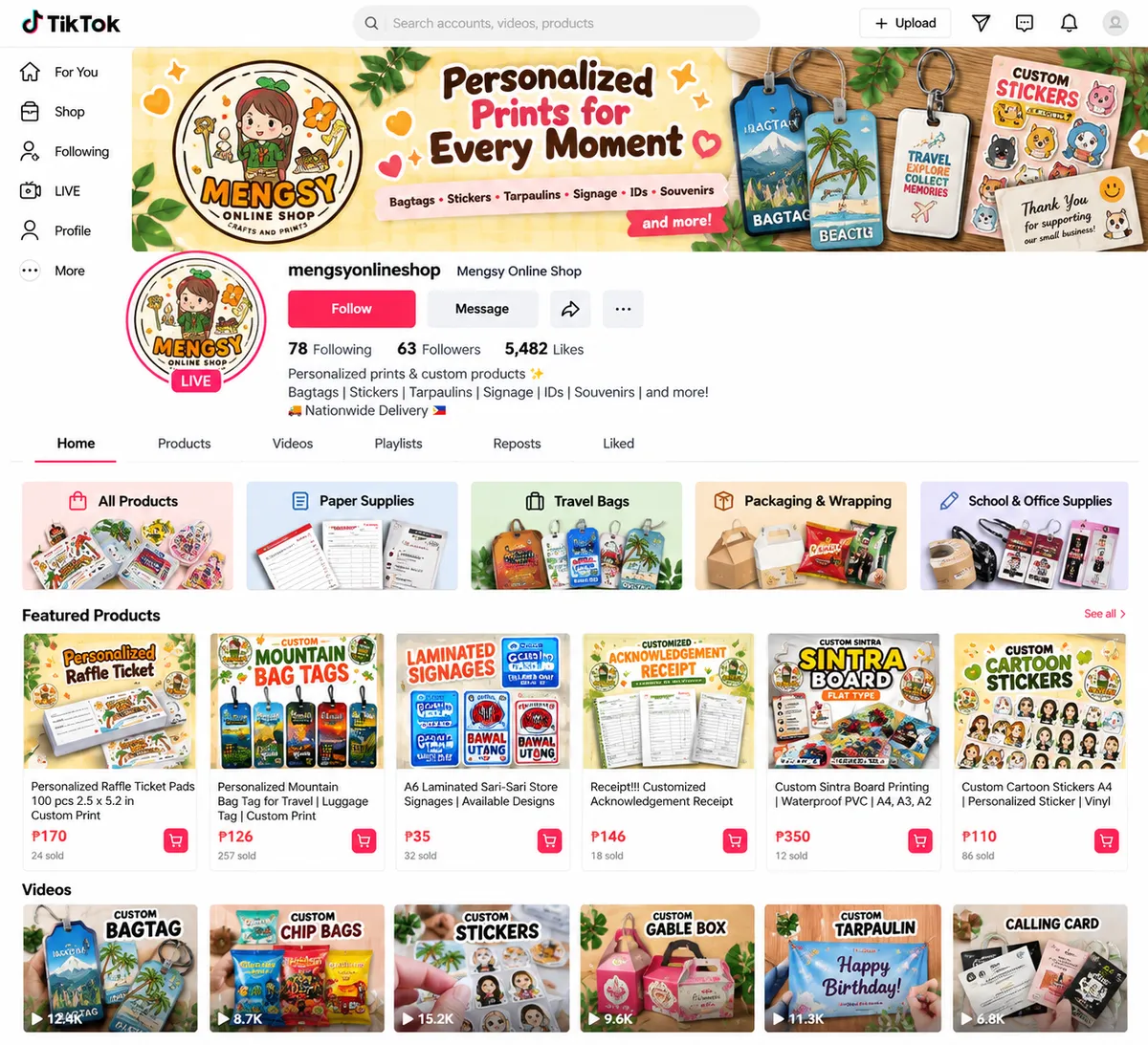 Mengsy Online Shop on TikTok – personalized prints, bagtags and custom products