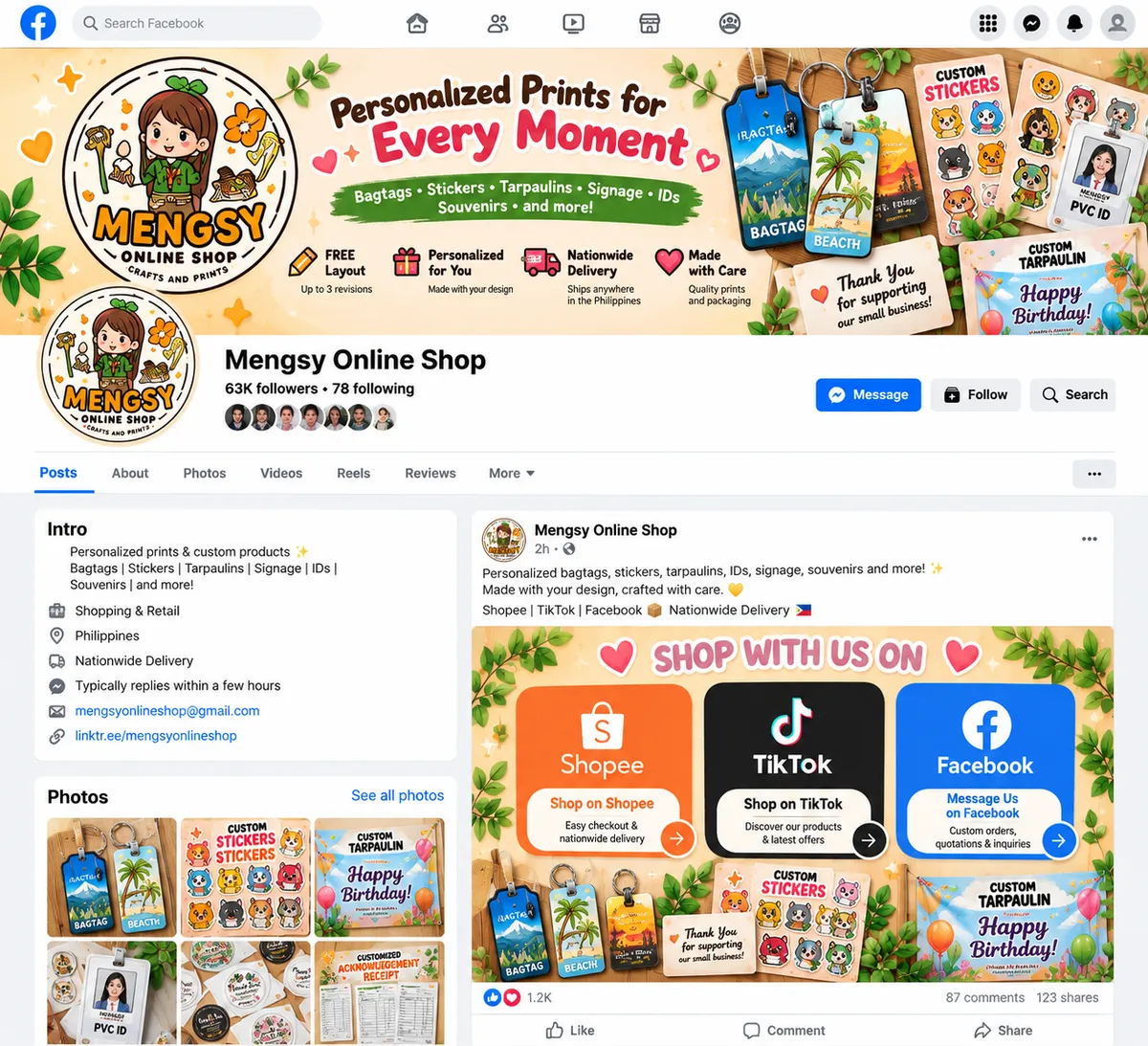 Mengsy Online Shop on Facebook – custom printing, orders and inquiries