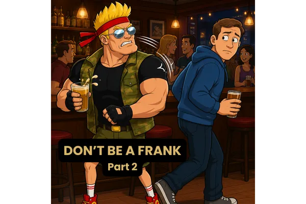 How to avoid a bar fight: Frank flexes after a bump at the bar while the other man walks away