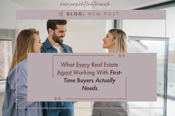 Real estate agent reviewing a first-time home buyer guide with clients in Missouri