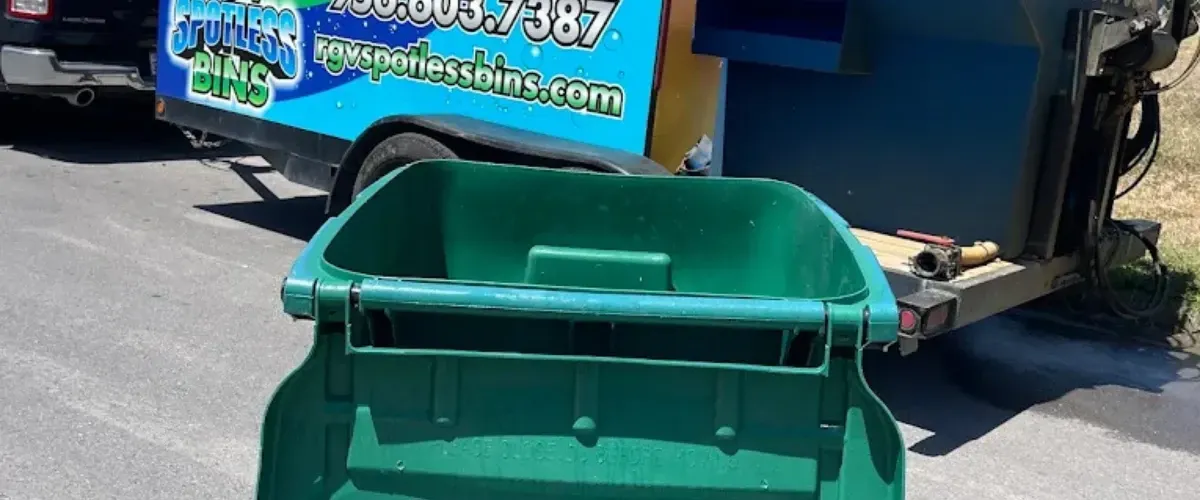 Professional trash bin cleaning equipment and trailer used for residential sanitation service