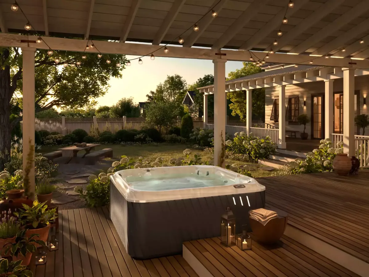 woman relax in jacuzzi hot tub sunset