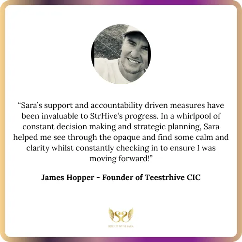 Portrait of James Hopper, Founder of Tees Thrive CIC, sharing a testimonial about Sara Noel’s strategic planning and accountability support