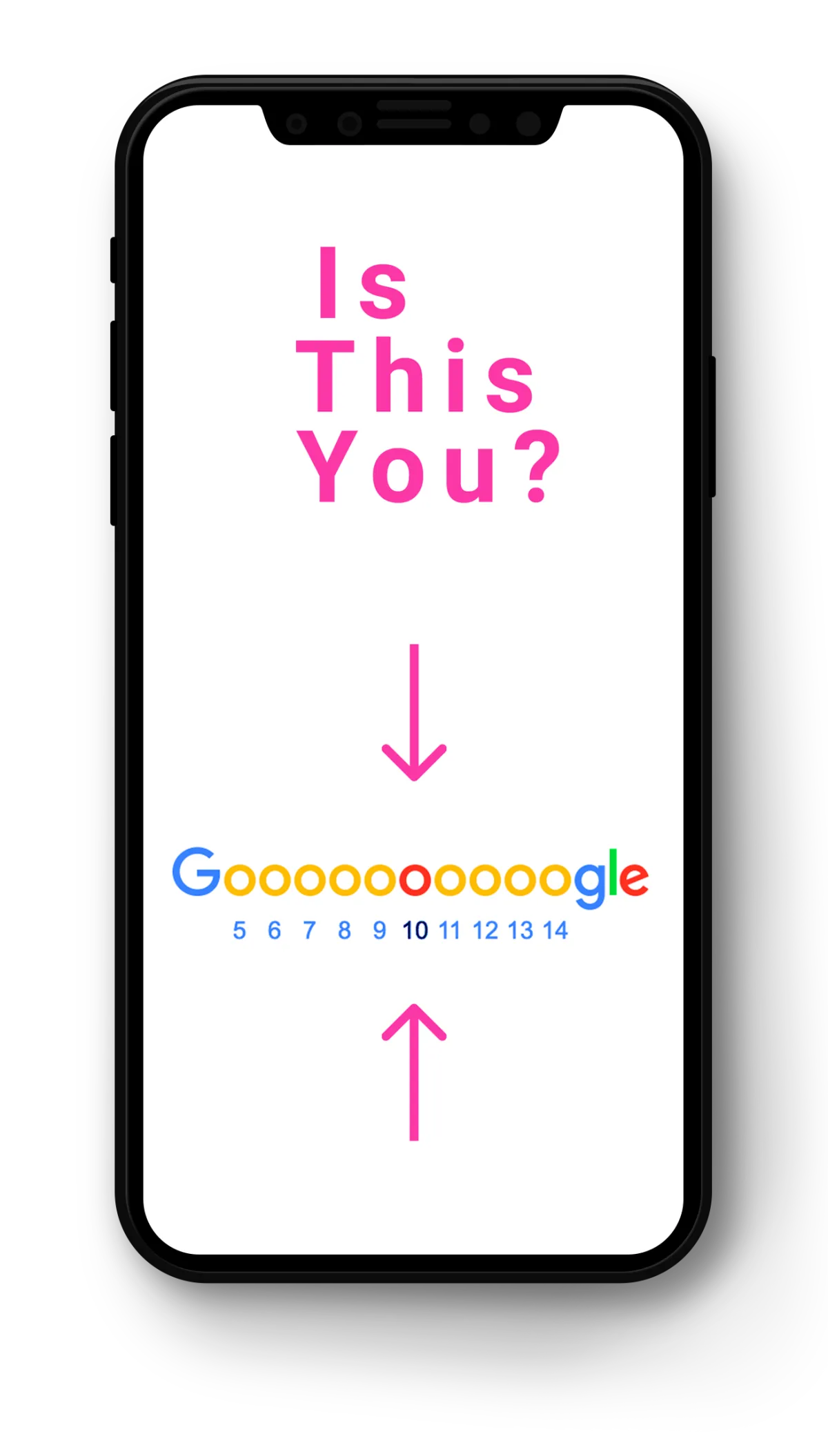 An i-Phone mockup showing Google page ranking. 