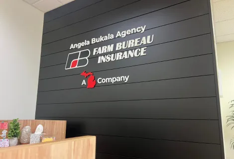 Custom dimensional lobby sign installed by Grand River Signs