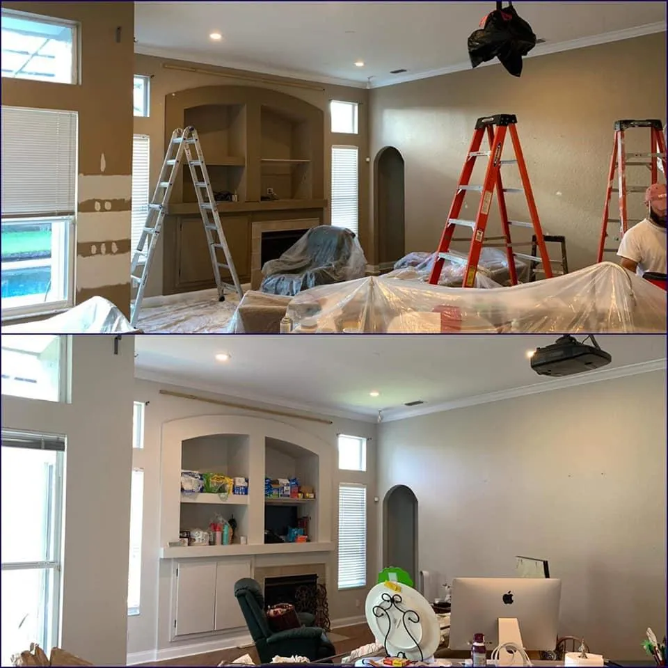 before and after of walls being painted