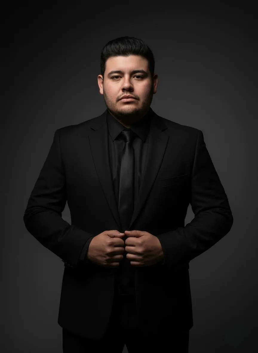 A professional real estate agent in a tailored suit consulting with a couple in a bright, upscale office. The agent gestures to a digital tablet displaying property data, conveying trust and expertise.