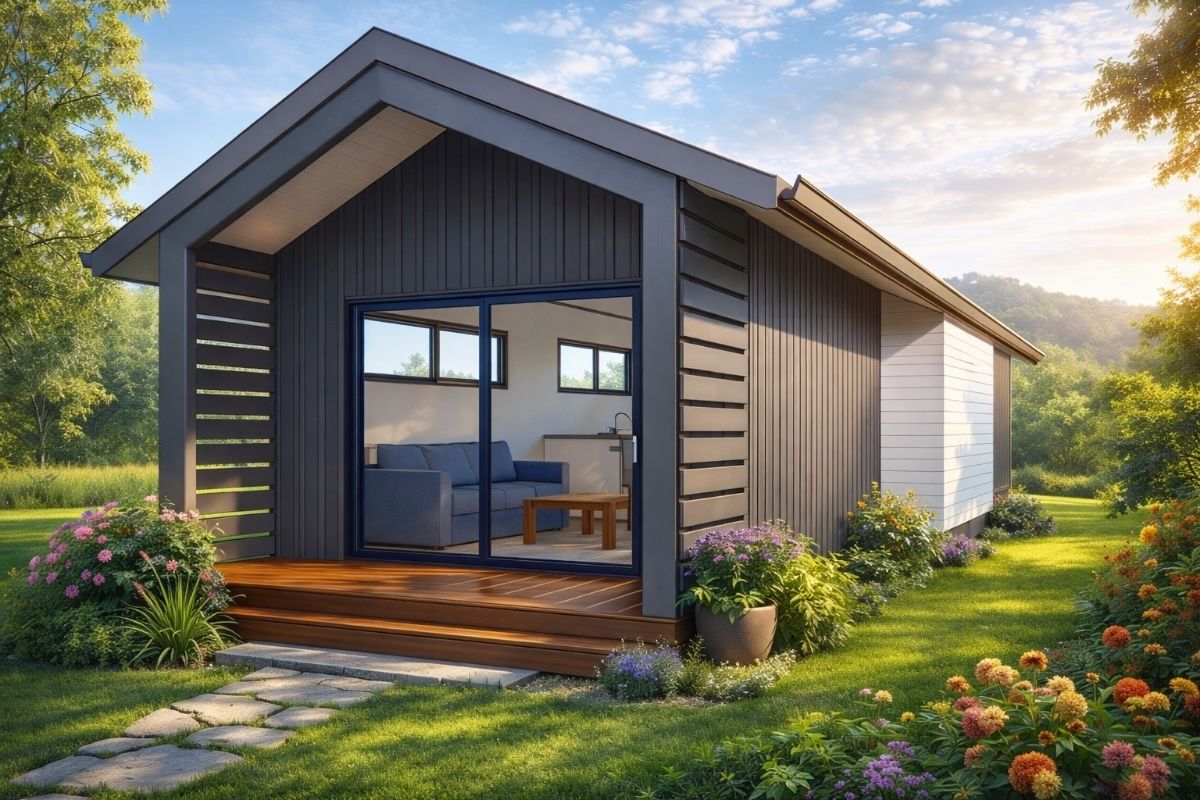 small granny flat gable roof compact home design New Zealand