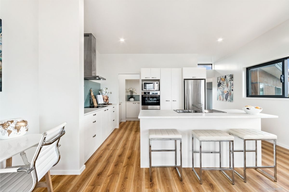 compact home kitchen design open plan small house interior NZ