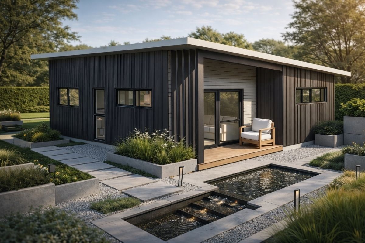 modern granny flat monopitch roof compact home design New Zealand