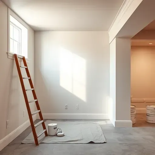 Freshly painted basement in Milwaukee with smooth walls, natural light, organized supplies, and detailed craftsmanship