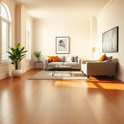 Bright modern Pewaukee living room with flawless neutral walls, hardwood floors, large windows, stylish decor, and natural light