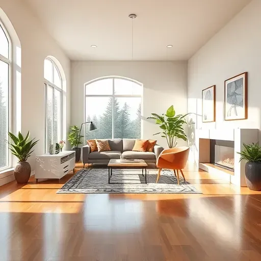 Freshly painted modern living room in Brookfield WI with vibrant walls, sleek furniture, and natural light streaming in.