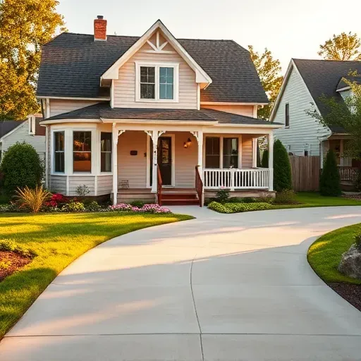 Completed painting project showcasing a charming Burlington home with a colorful facade and lush garden.