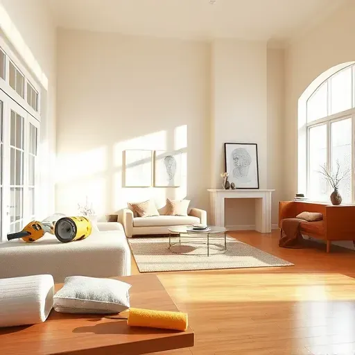Freshly painted modern Milwaukee living room with neutral walls, polished hardwood floor, and stylish decor.